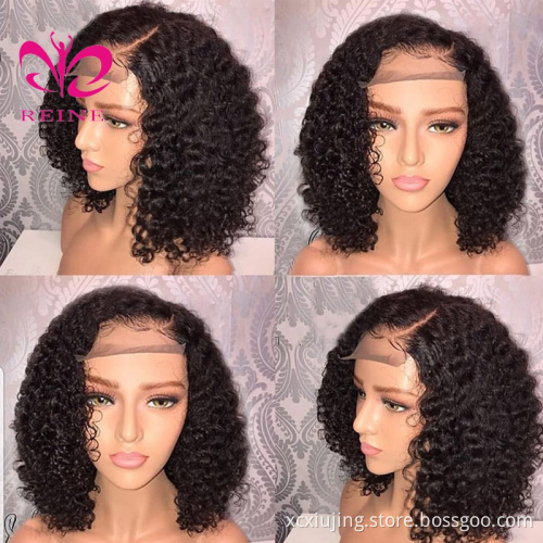 4x4 Bob Lace Closure Wig Indian Straight and Curly Human Hair for Black Women  double drawn human hair wig Blunt Cut Bob Wig
